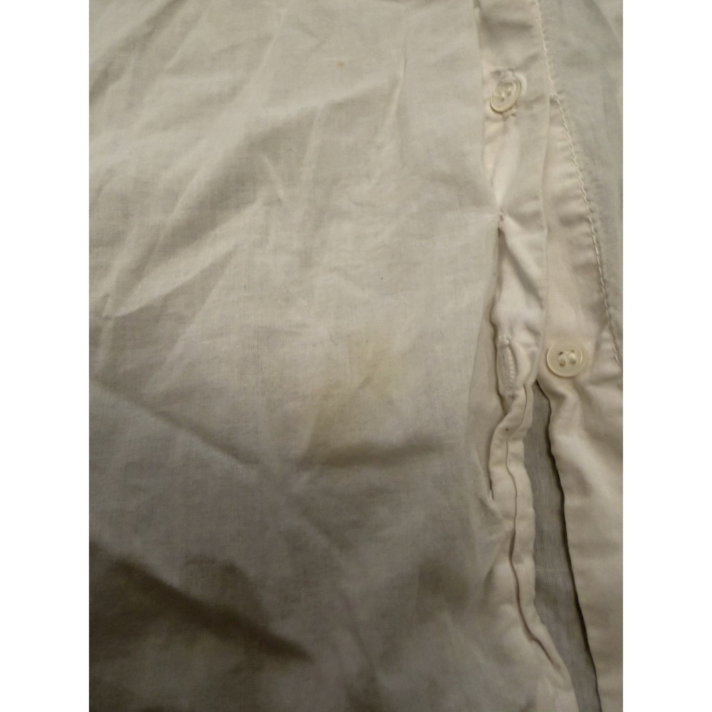 Xirena Shirt Womens Sz L White 100% Cotton Short Sleeve Button Up Made USA Flaw! - Picture 6 of 10